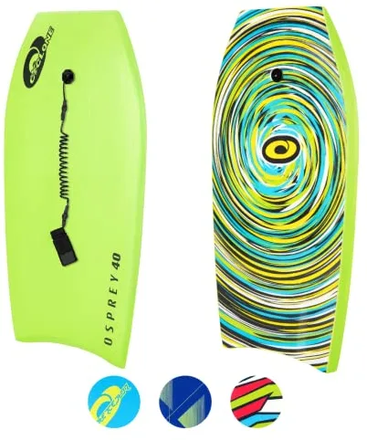 Osprey Tabla de Bodyboard de 40 Pulgadas para Adolescentes y Adultos, Tabla Ligera con Correa, núcleo Duradero para Surf y bodysurf, Verde