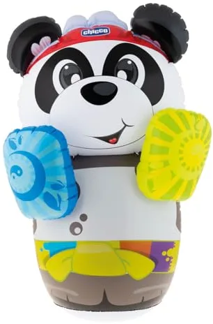 Chicco Panda Boxing Coach, Saco de Boxeo Infantil Inflable Electrónico con Sonidos Divertidos, Base para Rellenar de Agua para Mantener el Saco Equilibrado, Juguete Hinchable Niños 2 Años - 5 Años