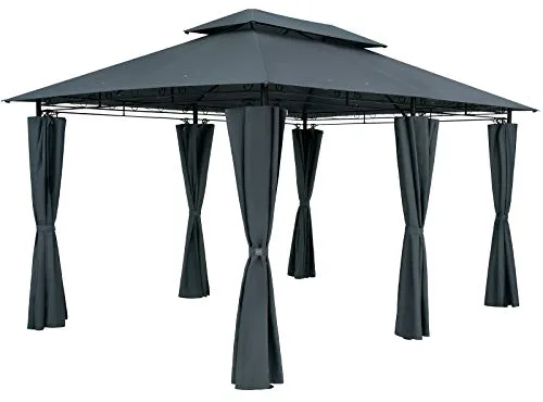 CASARIA® Cenador Topas 3x4m Metal Repelente al Agua UV50+ Paredes Laterales Carpa Jardín Antracita