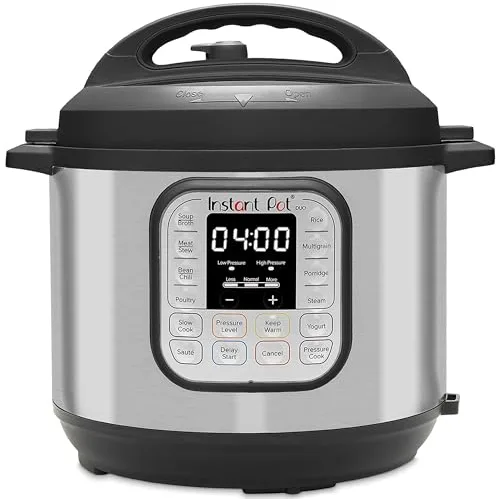 Instant Pot Duo 7 en 1 – Olla multifunción de 5,7 L – Acero inoxidable cepillado, olla a presión grande, olla de cocción lenta, arrocera, sartén para saltear, yogurtera, vaporera y calientaplatos