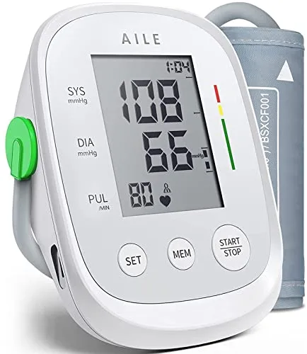 AILE Tensiómetro de Brazo Digital, Medidor Tension Arterial, Monitor De Presión Del Brazalete Tensiómetro 22cm-42cm, Aparato Para Medir La Tension Arterial (Blanco)