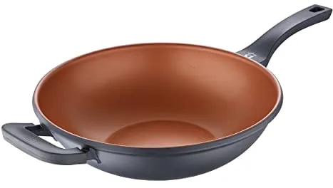 SAN IGNACIO Bronze - Wok de Cocina de 32 cm Antiadherente de Aluminio Fundido - Mango Soft Touch - Sin Tóxicos - Para Inducción, Vitroceramica y Todo Tipo de Cocinas