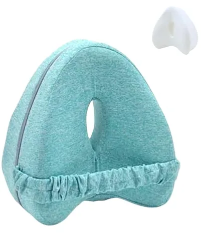Almohada Ortopédica para Pierna y Rodilla, Cojín Ergonómico con Espuma Viscoelástica, Almohada para Dormir Posicionadora para Embarazadas Alivia Dolores de Piernas, Cadera y Articulaciones. (Azul)