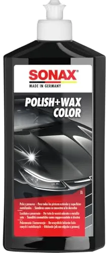 SONAX Polish+Wax Color NanoPro Negro (500 ml) pulimento de fuerza media con pigmentos de color y componentes de cera | N.° 02961000-820