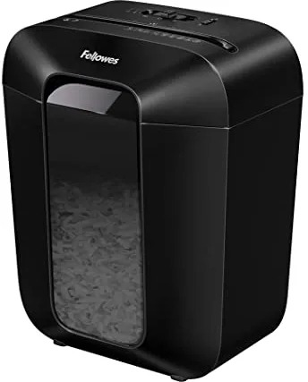 Fellowes LX50 - Trituradora de Papel, Corte en partículas, destruye hasta 9 Hojas, destructora de Papel Uso Personal, Papelera 17L, Nivel de Seguridad DIN-P4, con Bloqueo de Seguridad, Color Negro