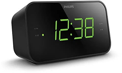 TAR3306/12 Philips Despertador Radio con Pantalla para la Cabecera, Radio Digital con Doble Alarma, Temporizador para Dormir y Función de Repetición, Negro con Pantalla