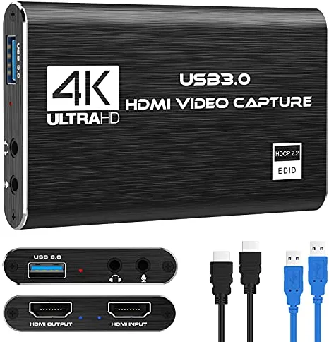Rybozen Game Capture Tarjeta USB 3.0 Video Card HD 1080P HDMI grabación de vídeo con transmisiones en Directo, Dispositivo de Streaming para Windows Linux OS X System