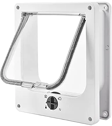 Puerta grande para gatos con cierre magnético de 4 vías, fácil instalación, puerta para gatos y mascotas, puerta manual silenciosa para mascotas en pared/puerta de madera/puerta interior Upvc (blanco