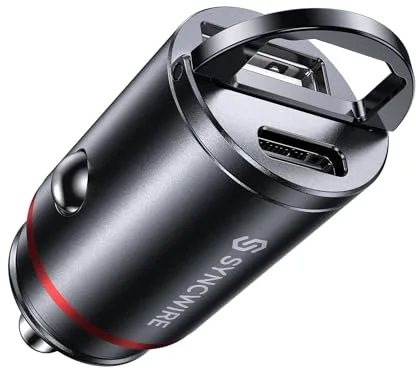 Syncwire - Cargador de Coche USB C (60 W, 30 W y QC 3.0), Color Negro