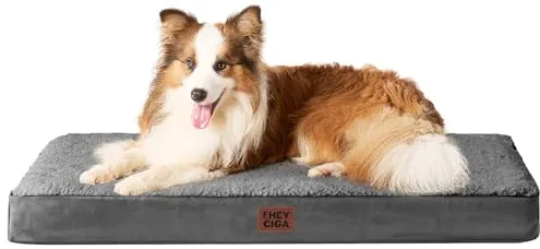 EHEYCIGA Cama Perros Extra Grande Ortopédica, 104x69x9cm Colchon Perro con Espuma De Caja De Huevos, Colchoneta Perro Lavable para Jaula, Dog Bed, Gris