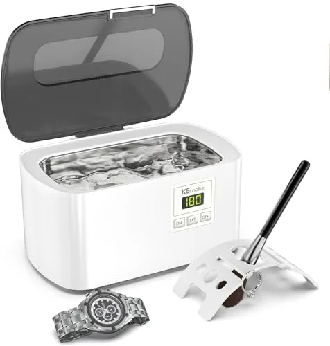 KECOOLKE Limpiador ultrasónico de joyas, limpiador ultrasónico de 600 ml con temporizador digital, adecuado para gafas, anillos, monedas, cubiertos, regalos Solución de limpieza ultrasónica
