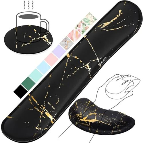 Gimars Reposamuñecas Teclado y Ratón, Reposa Muñecas Espuma con Memoria para Teclado Ergonómico Sedoso, Reposamuñecas Mouse Pad para Alivio del Dolor, Ordenador para Gaming Gamer Oficina, Mármol