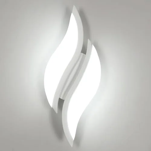 Goeco Lámpara de Pared Interior LED, Apliques de Pared 12W 1350LM, Lámpara de Pared Acrílica para Interiores Sala de estar, Pasillo, Escaleras, Luz blanca fría 6500K