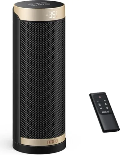 Dreo calentador eléctrico, cerámica de calentamiento rápido de 1800 W con termostato, protección contra sobrecalentamiento y vuelco, temporizador de 1 a 12 h