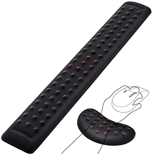 Gimars Reposamuñecas Ergonomicas Teclado y Mouse, Reposa Muñecas Teclado de Espuma Viscoelástica Suave con Convexo Punto de Masaje, Soporte Ordenador con Base Antideslizante PU, Gaming Gamer
