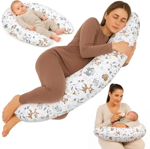 Totsy Baby Cojin Lactancia y Embarazo 190cm – Almohada para Dormir de Lado Descanso y relajación Ideal para futuras mamás Forma en C Oeko-Tex