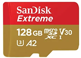 SanDisk Extreme Tarjeta Micro SDXC 128GB + adaptador SD, (Para teléfonos inteligentes, cámaras de acción, drones) V30, hasta 190 MB/s, RescuePRO Deluxe, A2 C10 U3 UHS-I,