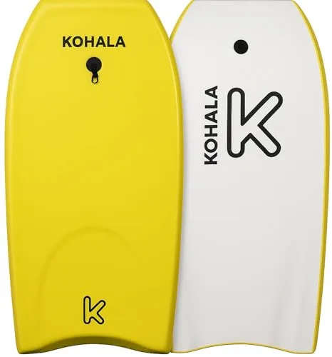 KOHALA Tabla Bodyboard Unisex Amarillo 40/41 Pulgadas | Tabla Bodyboard para Jóvenes y Adultos | Estable para Olas de Todos los Tamaños | Incluye Correa de Seguridad (41