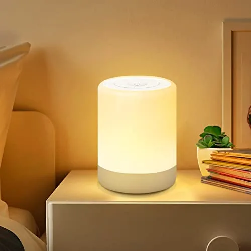 SOLIDEE LED Luz Nocturna Infantil, Lampara Bebe Regulable Táctil Para Dormitorio, Con Modo de Luz Cálida, Siete Modos de Gradiente de Color, Recargable por USB, Regalo Para Niños/Adulto