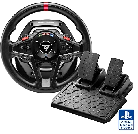 Thrustmaster T128 Volante de Carreras Force Feedback Optimizado – Con Pedales Magnéticos T2PM – Compatible con PS5, PS4 y PC – Sistema de Engranajes Híbrido y Levas de Cambio Magnéticas
