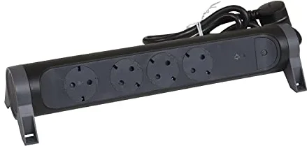 LEGRAND Regleta de enchufes con protección contra sobretensión, USB, con Interruptor, Enchufe múltiple con 4 Tomas de Corriente, Cable de 1,5 MTS, Color Negro/Gris Oscuro 694511