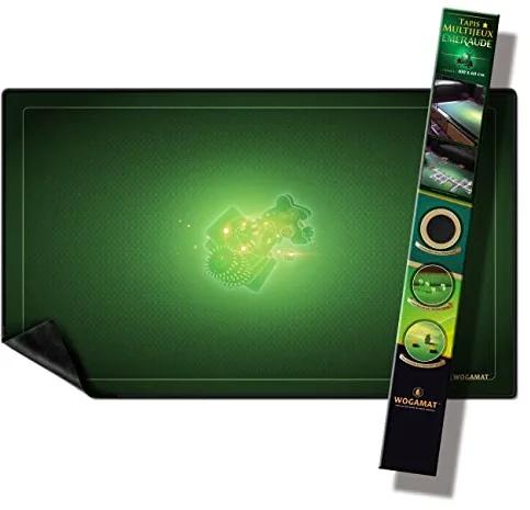 WOGAMAT – Alfombra de Juego de Neopreno Verde Esmeralda de Gran Longitud, 60 x 100 cm, para Juegos de Cartas, Juegos de Dados, Juegos de Mesa, Neopreno silencioso Grueso, Lavable Antideslizante