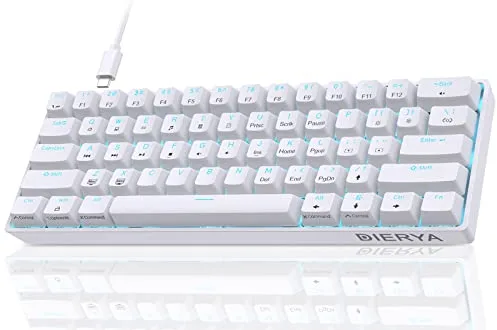 Dierya DK61se Teclado Mecánico Gaming Mini 60% Red Switch Mechanical Keyboard Retroiluminación Azul Hielo,Cable USB-Type C,Teclado Ultra-Compacto 61 Teclas Anti-Fantasma US Layout para PC/Windows