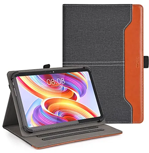 DLveer Funda Universal para 10-11 Pulgadas Doogee U11/U11 Pro/Tab G6/Tab G5/Tab A9/A9 Pro+/UJJ Tablet/RebotAi Tablet/Hasskya/Blackview Tab90 WiFi, Case Multiángulo Cuero PU con Bolsillo, Negro
