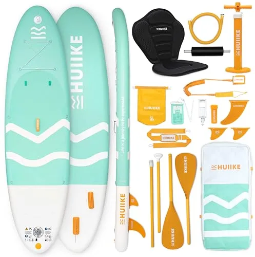 HUIIKE Tabla Paddle Surf Hinchable con Accesorios Incluidos, Remo, Quillas, Inflador. Stand Up Paddle Board Gran Estabilidad y Resistencia. 305 x 84 x 15 cm, Soporta hasta 130 kg