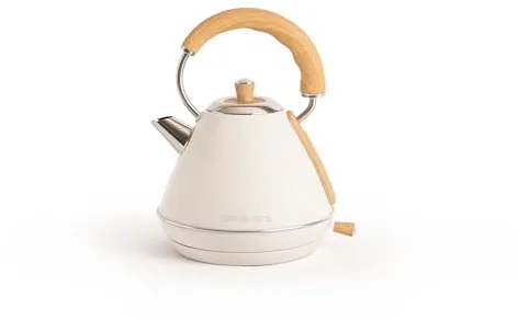 CREATE/KETTLE RETRO M/Hervidor de agua eléctrico blanco roto/Ebullición rápida, capacidad 1l, apagado automático, filtrado anti-cal, autoapagado, indicador de nivel de agua, Ø17,2 cm, 1200 W