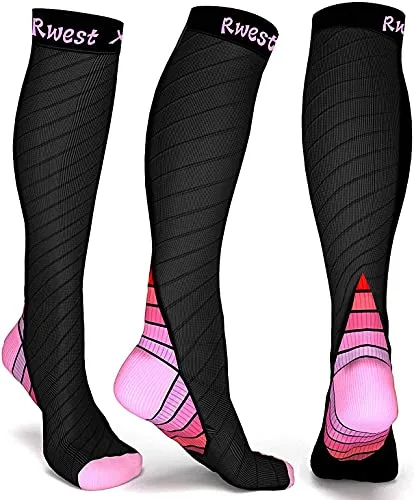 Rwest X Medias de Compresion, Calcetines de compresión Mujer y Hombre 18 mmHg para Running,Ciclismo, Deporte, Trotar, Correr, Volar, Viajar