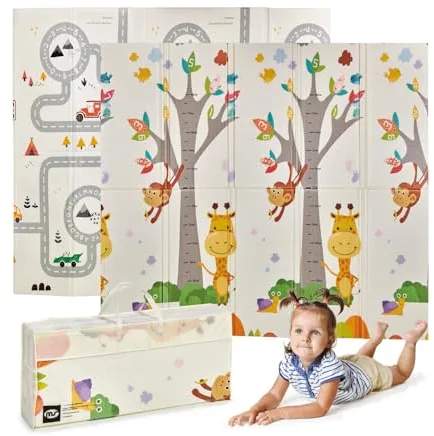 MS Fancy - Alfombra de Juegos para Bebé 180x200 cm - Doble Cara, Tapete Muy acolchado (1.5 cm Grosos), Plegable y con Bolsa de transporte