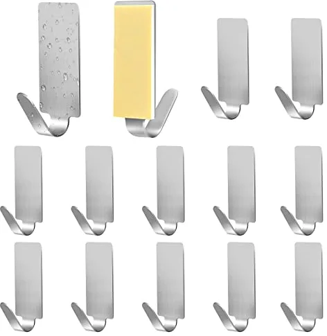 Faburo Gancho adhesivo de pared, 12 unidades,Toalleros de Baño sin taladro Acero Inoxidab, Perchas Adhesivas Fuertes, Percheros Pared, Colgadores Autoadhesivo Resistentes Extrafuerte para Baño,Cocina