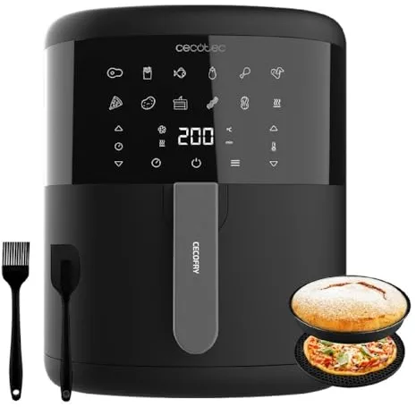 Cecotec Freidora de Aire sin Aceite de 6 L Air Fryer con Accesorios Cecofry Bombastik 6000 Full. 1700 W, Tecnología PerfectCook, Temperatura y Tiempo Regulables, Control Táctil, 12 Modos
