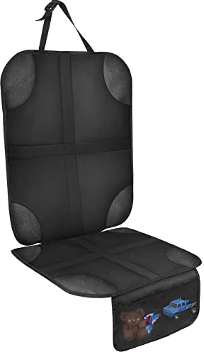 AiQInu Protector Asiento Coche, Impermeable Antideslizante Compatible Protector de Asiento de Coche de Niño con 2 Bolsillos de Almacenaje para Asiento de Coche de Cuero y Tela