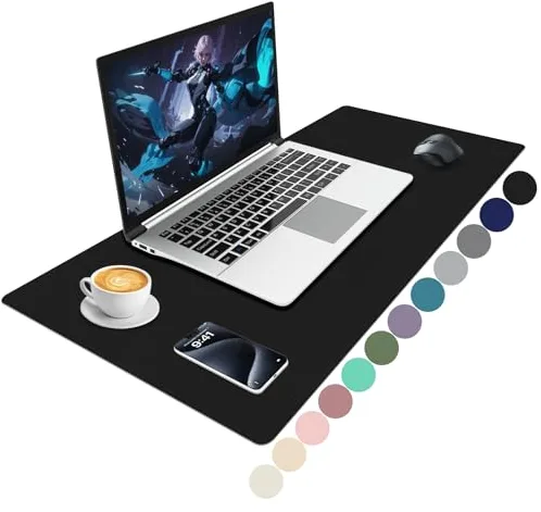 Niviy Alfombrilla Escritorio Negro Tapete Escritorio de Cuero PU Impermeable y Antideslizante Desk Mat Duradero Protector Mesa Escritorios para Oficina y Hogar 80x40cm