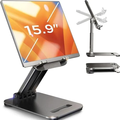 LISEN Soporte Tablet para iPad Stand Mesa [Más Estable] Atril Tablet Soporte Kindle Monitor Portatil Escritorio Accesorios para iPad A16 Air 13 Pro 2025 Mini Samsung Tab Xiaomi Lenovo Pad 4,7
