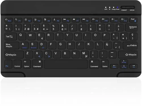 HZD Teclado Bluetooth Español, Light Teclado Inalámbrico Portátil para iOS, Android y Windows Dispositivos Bluetooth, Compatible iPhone, iPad, Samsung, Lenovo, Huawei