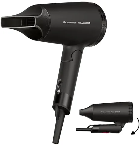 Rowenta x Karl Lagerfeld Express Style - Secador de pelo tecnología, ahorro de energía, alta eficiencia, concentrador, secado fácil, golpe aire frío, mango plegable, doble voltaje, CV184L