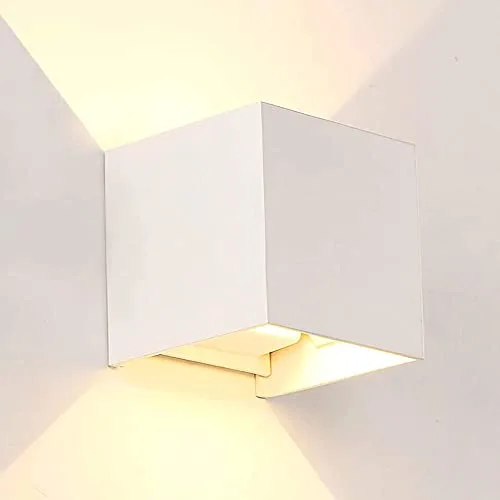 M Ledme - Aplique de pared Blanco exterior/interior LED 12W, CCT Regulable de Luz Fría a Cálida, 2700K-6500K, haz de luz ajustable, IP54 Impermeable, ideal iluminación para Exterior