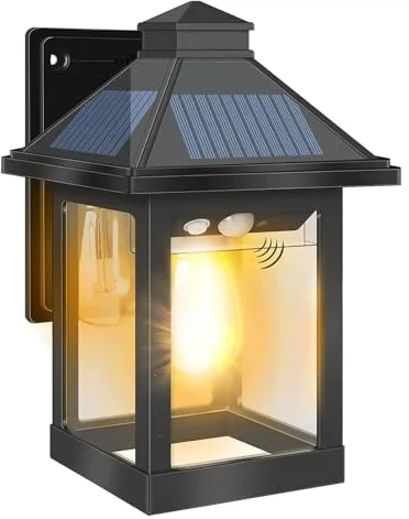 COLBOR Farola Solar Exterior, Luz Vintage Pared al Aire Libre (1 Pieza) Con 3 Modos Sensor de Movimiento Foco Decorativo Impermeable IP65 para Garaje Jardín Patio, Farola-Solar-Exterior-Foco-Luz
