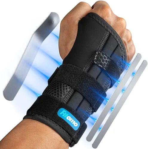 Fitomo Muequera Tendinitis Mueca con 3 Férulas y Apertura del Pulgar Suave, Férula Túnel Carpiano para Noche, Muequera Metacarpiana Ortopedica para Esguince Artritis, 1 Unidad, Derecha