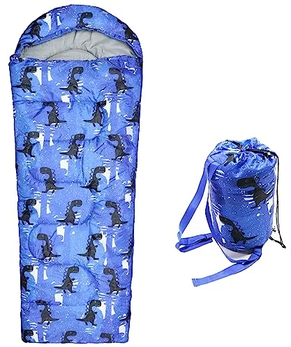 Sacos de dormir para niños, sacos de dormir de camping con bolsa de transporte, saco de dormir compacto para senderismo, mochileros, 3 estaciones, clima cálido y fresco, ligero, impermeable, viajes al