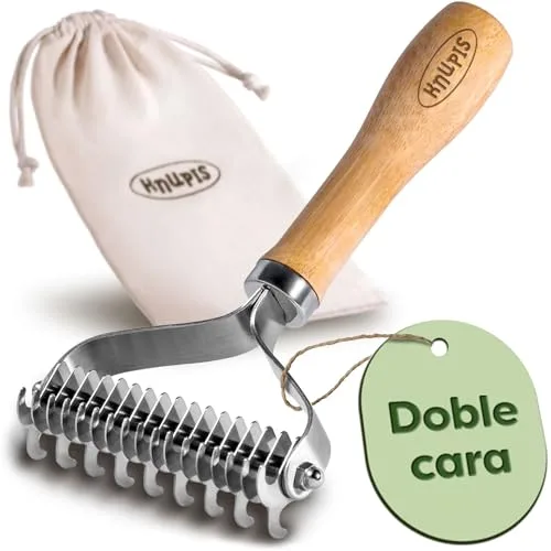 Knupis Cepillo para Perros de Bambú - Cepillo Deslanador y Eliminador de Pelo Muerto - Madera Sostenible FSC® - Cuidado Gentil - Para Perros y Gatos