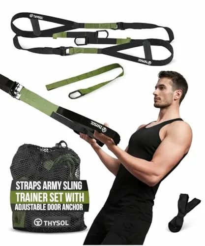 THYSOL Correas de entrenamiento en suspensión Xtreme Straps | Set con Anclaje Ajustable | Fitness en Casa - Adecuado para Viajar y Entrenar en Interiores y Exteriores