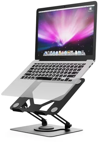 GRIFEMA GB1050 Soporte Portátiles Mesa Plegable Ventilado con Base Giratoria, Elevador Portatil Altura Ajustable, Compatible con la Mayoría de los Portátiles de 11-17