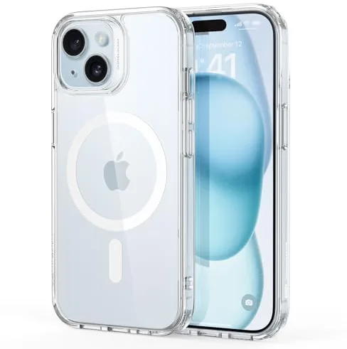 ESR Funda para iPhone 15, Compatible MagSafe, Protección Grado Militar a Prueba Golpes, Funda Magnética para iPhone 15, Funda Híbrida Classic (HaloLock), Transparente