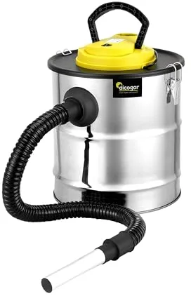 Aspirador de Cenizas - Chimenea, Pellet y Barbacoas - Potencia de 1.200W - Capacidad de 20 L - Fabricado en Acero Inoxidable - Incluye Manguera de 1m y Funda para Filtro - Función Soplador - Dicogar