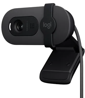 Logitech Brio 100, cámara web Full HD para reuniones y streaming, equilibrio de iluminación automático, micrófono integrado, tapa de privacidad, USB-A, Microsoft Teams, Google Meet, Zoom y más,Grafito