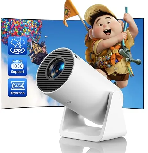 Mini Proyector【Auto Keystone】 20000 Lúmenes Proyector Portátil WiFi Bluetooth Full HD 1080P 4K Soporte, WiMiUS Proyectors con Ángulo Giratorio 270°, Proyectors Cine en Casa para HDMI/USB/TV Stick